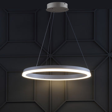 Baxter Modern Contemporary Aluminum Integrated LED Hoop Pendant - JONATHAN Y